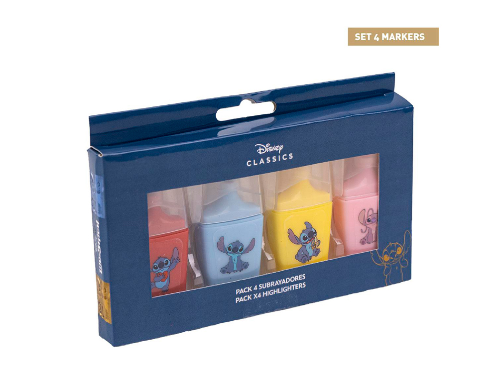 ROTULADOR FLUORESCENTE STITCH PACK DE 4 UNIDADES COLORES SURTIDOS