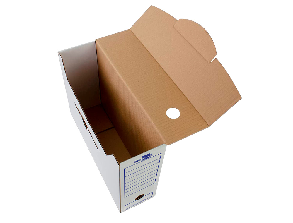 CAJA ARCHIVO DEFINITIVO LIDERPAPEL FOLIO PROLONGADO CARTON RECICLADO 325G/M2 LOMO 116 MM BLANCO 388X116X275 MM