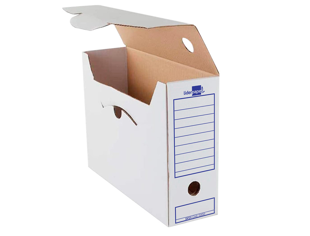 CAJA ARCHIVO DEFINITIVO LIDERPAPEL FOLIO PROLONGADO CARTON RECICLADO 325G/M2 LOMO 116 MM BLANCO 388X116X275 MM