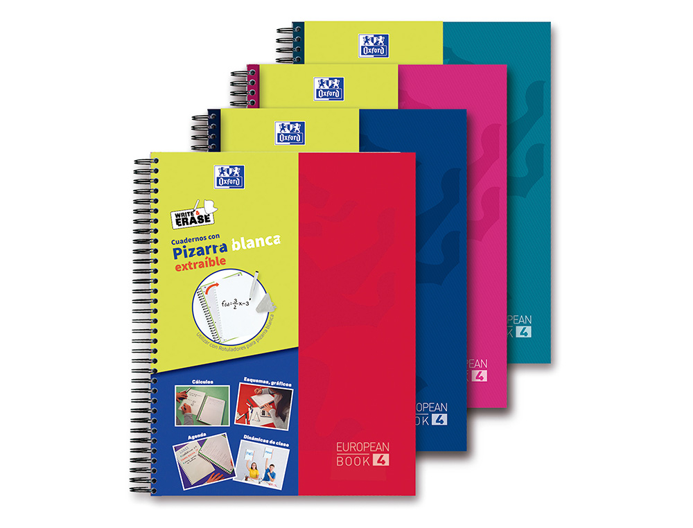 CUADERNO ESPIRAL OXFORD EUROPEANBOOK 5 WRITE&ERASE SCHOOL CLASSIC DIN A4+ 120 HOJAS CUADRO 5 MM CON MARGEN