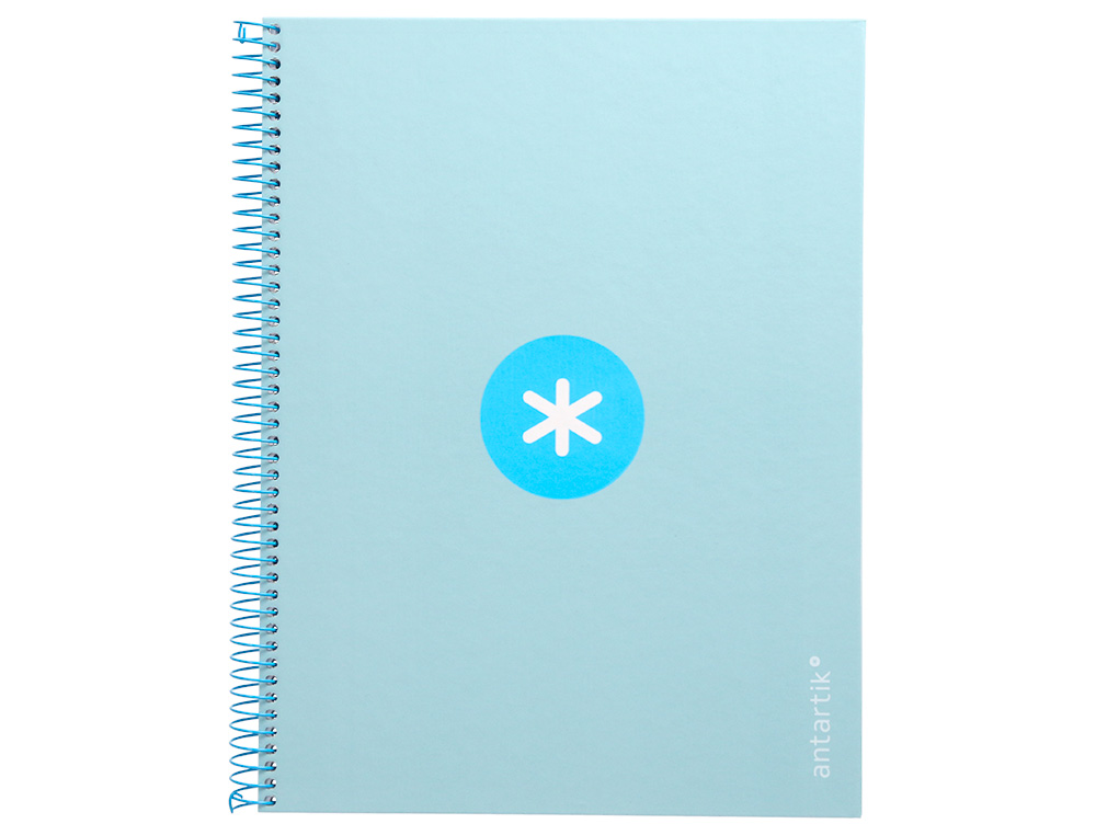 CUADERNO ESPIRAL A4 MICRO ANTARTIK TAPA FORRADA80H 90 GR HORIZONTAL 1 BANDA 4 TALADROS COLOR CELESTE