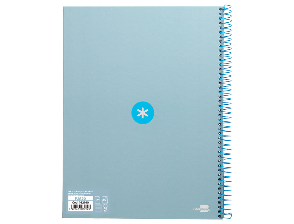 CUADERNO ESPIRAL A4 MICRO ANTARTIK TAPA FORRADA80H 90 GR HORIZONTAL 1 BANDA 4 TALADROS COLOR CELESTE