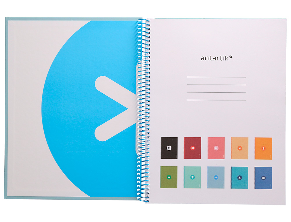 CUADERNO ESPIRAL A4 MICRO ANTARTIK TAPA FORRADA80H 90 GR HORIZONTAL 1 BANDA 4 TALADROS COLOR CELESTE