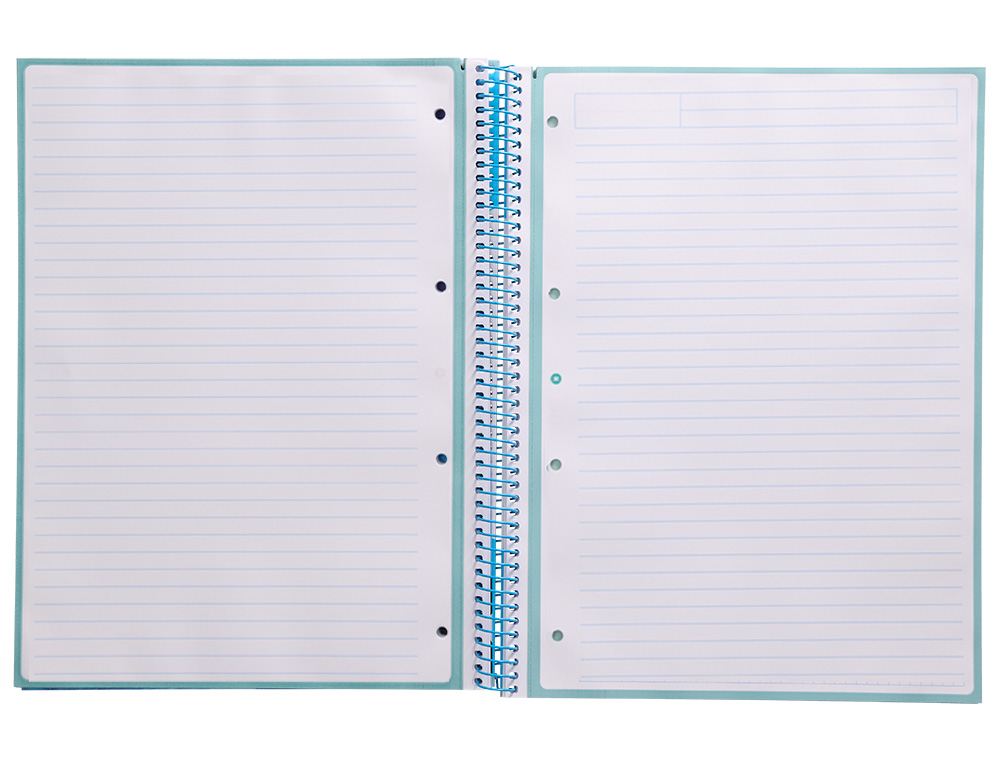 CUADERNO ESPIRAL A4 MICRO ANTARTIK TAPA FORRADA80H 90 GR HORIZONTAL 1 BANDA 4 TALADROS COLOR CELESTE