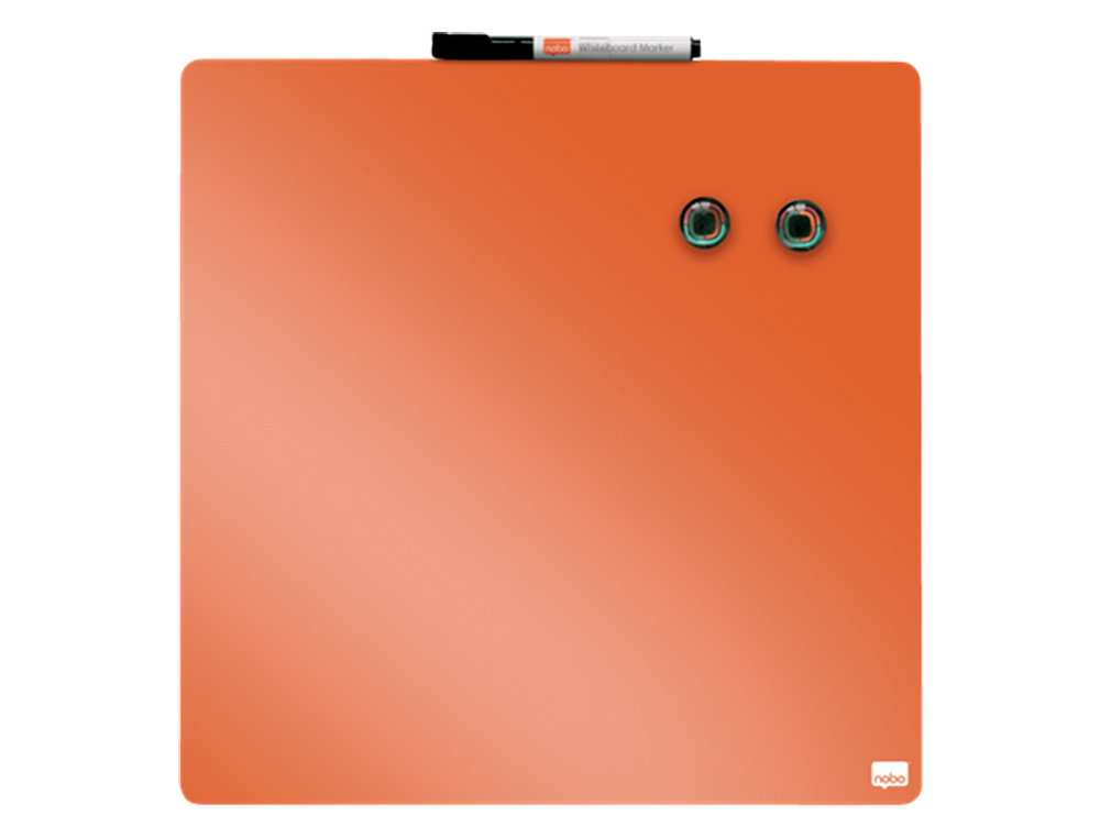 PIZARRA NOBO MAGNETICA PARA EL HOGAR COLOR NARANJA 360X360 MM