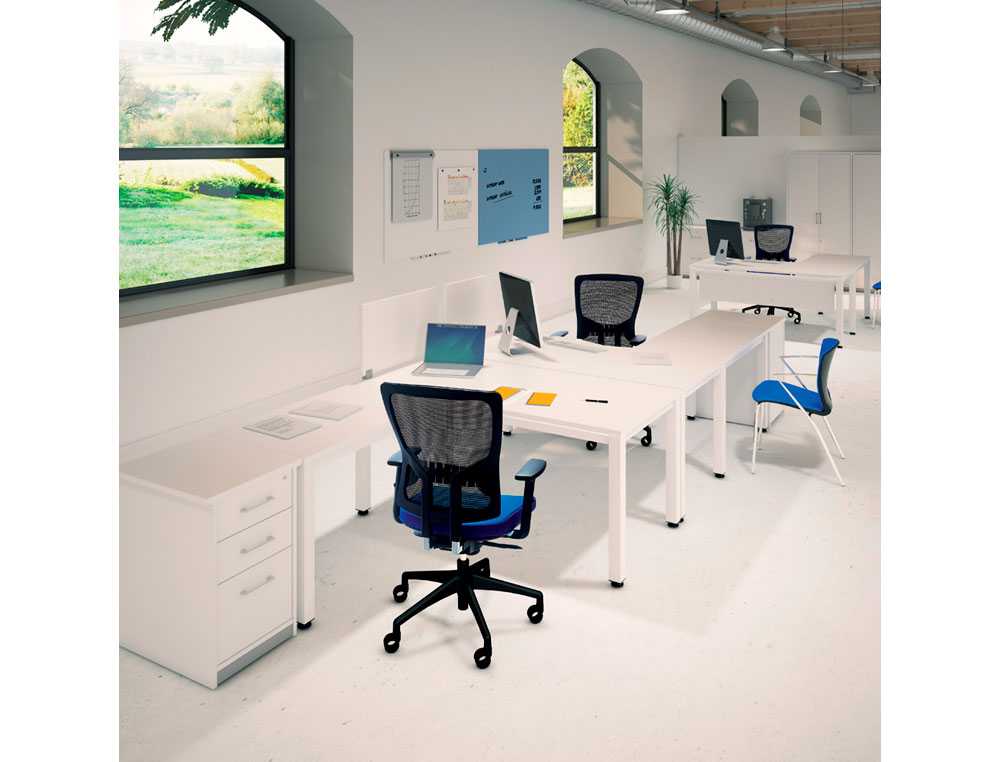 ALA PARA MESA ROCADA SERIE EXECUTIVE 60X100 CM DERECHA O IZQUIERDA ACABADO AD04 ALUMINIO/BLANCO