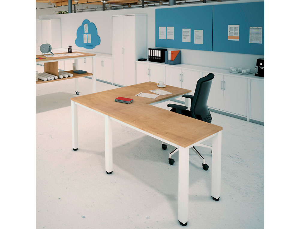 ALA PARA MESA ROCADA SERIE EXECUTIVE 60X100 CM DERECHA O IZQUIERDA ACABADO AD04 ALUMINIO/BLANCO