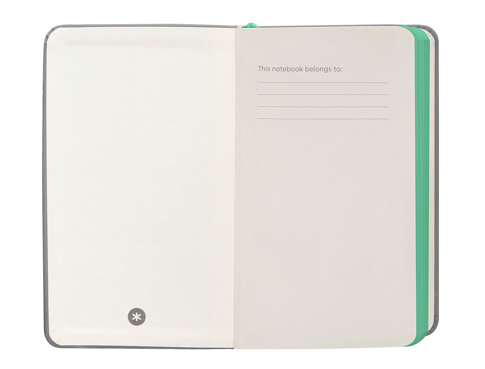 CUADERNO CON GOMILLA ANTARTIK NOTES TAPA DURA A6 HOJAS RAYAS GRIS Y TURQUESA 100 HOJAS 80 GR FSC
