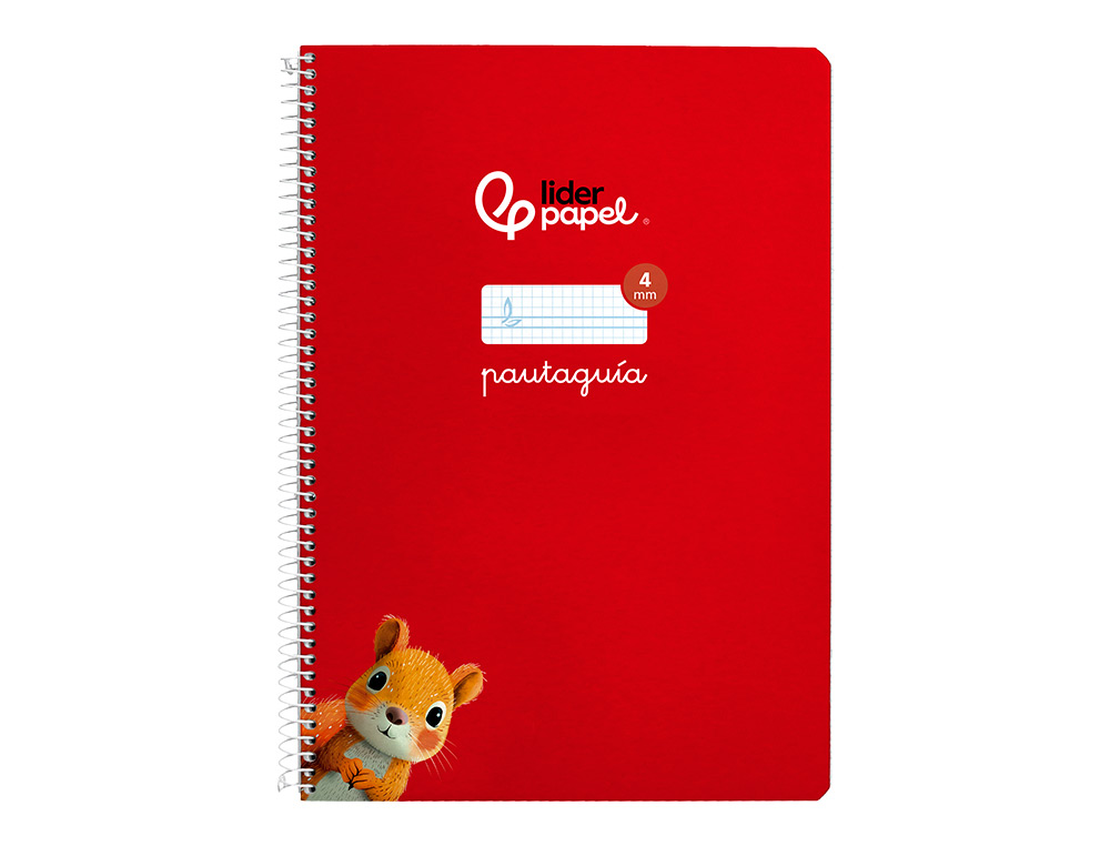 CUADERNO ESPIRAL LIDERPAPEL A4 PAUTAGUIA TAPA BLANDA 80H 75 GR CUADRO PAUTADO 4MM COLOR ROJO