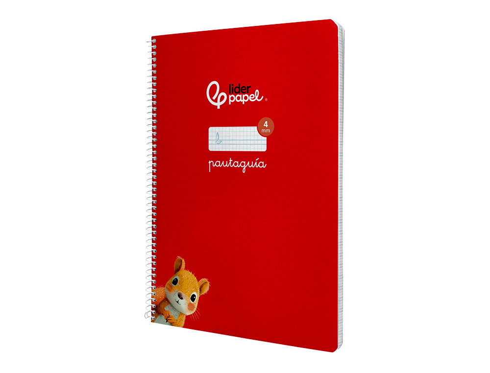 CUADERNO ESPIRAL LIDERPAPEL A4 PAUTAGUIA TAPA BLANDA 80H 75 GR CUADRO PAUTADO 4MM COLOR ROJO