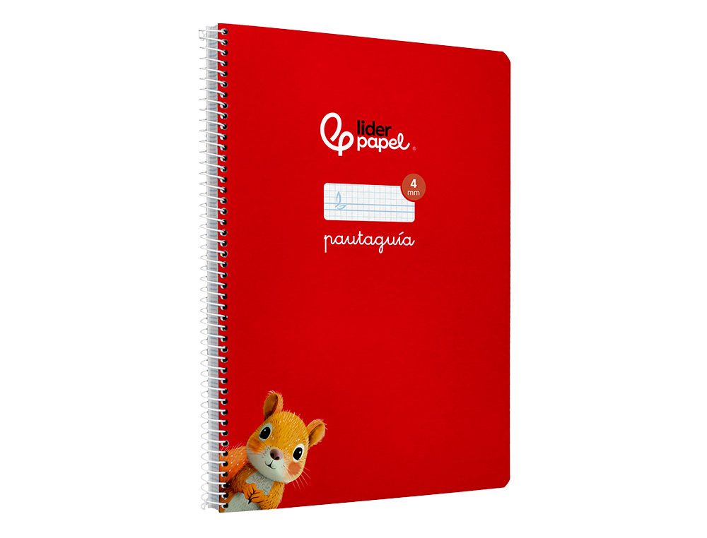 CUADERNO ESPIRAL LIDERPAPEL A4 PAUTAGUIA TAPA BLANDA 80H 75 GR CUADRO PAUTADO 4MM COLOR ROJO