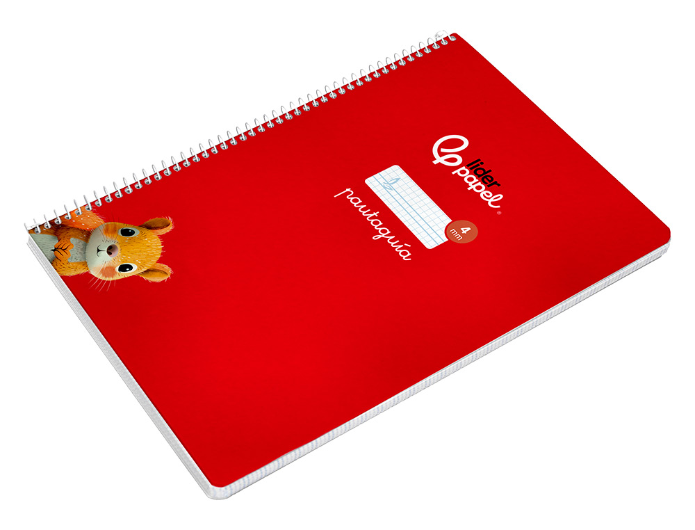 CUADERNO ESPIRAL LIDERPAPEL A4 PAUTAGUIA TAPA BLANDA 80H 75 GR CUADRO PAUTADO 4MM COLOR ROJO