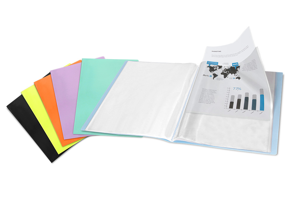 CARPETA LIDERPAPEL ESCAPARATE 37905 10 FUNDAS POLIPROPILENO DIN A4 NEGRO OPACO