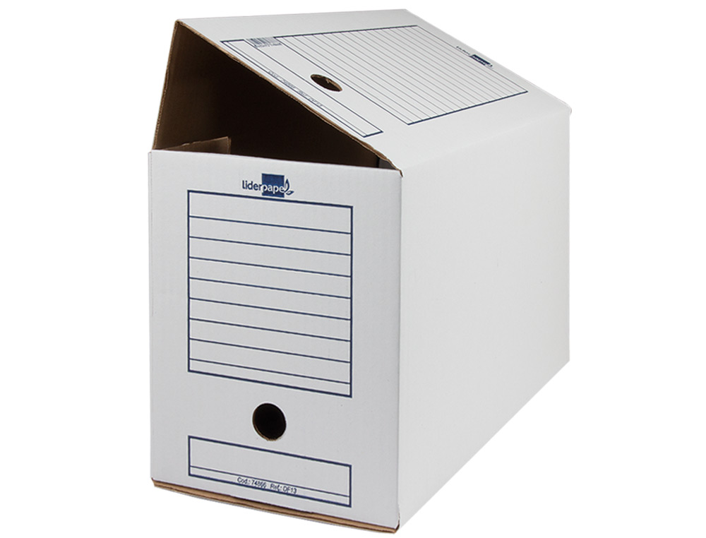 CAJA ARCHIVO DEFINITIVO LIDERPAPEL FOLIO DOBLE ANCHO CARTON RECICLADO 400G/M2 LOMO 200 MM BLANCO 367X200X251 MM