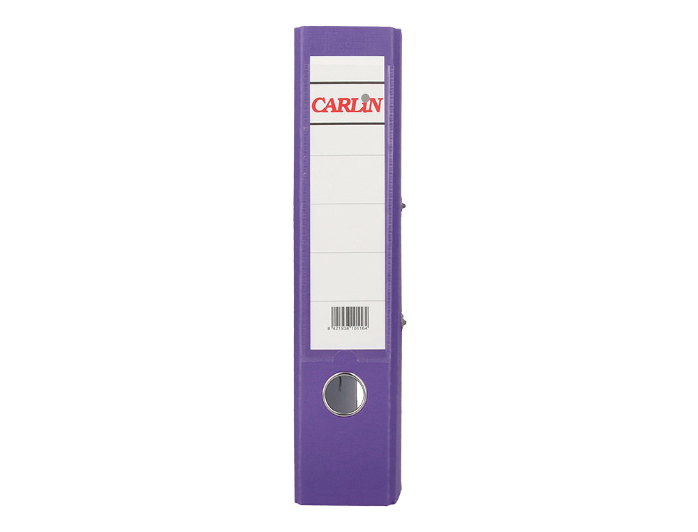 ARCHIVADOR DE PALANCA CARLIN FOLIO FORRADO POLIPROPILENO CON RADO LOMO ANCHO 75 MM MORADO