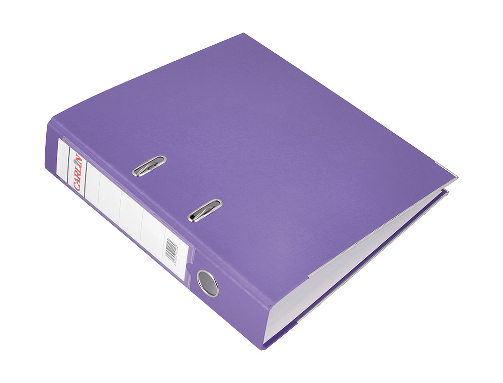 ARCHIVADOR DE PALANCA CARLIN FOLIO FORRADO POLIPROPILENO CON RADO LOMO ANCHO 75 MM MORADO
