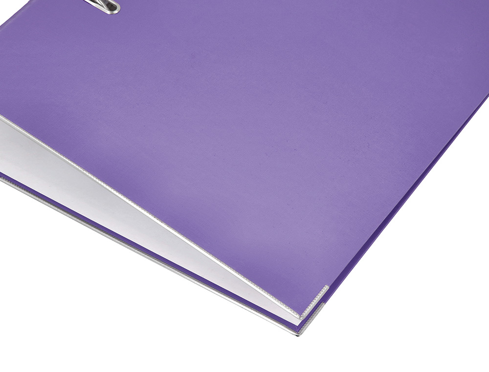 ARCHIVADOR DE PALANCA CARLIN FOLIO FORRADO POLIPROPILENO CON RADO LOMO ANCHO 75 MM MORADO