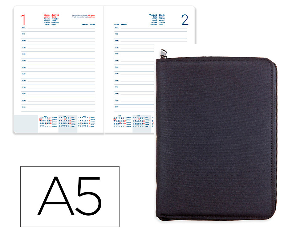 AGENDA ANILLAS LIDERPAPEL TARENTO 150X210 MM 2026 DIA PAGINA PAPEL 70 GR FSC